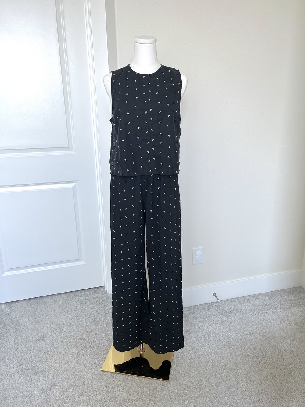 Treasure & Bond Set: Linen-Blend Floral Top & Wide Leg Pants - XS/S